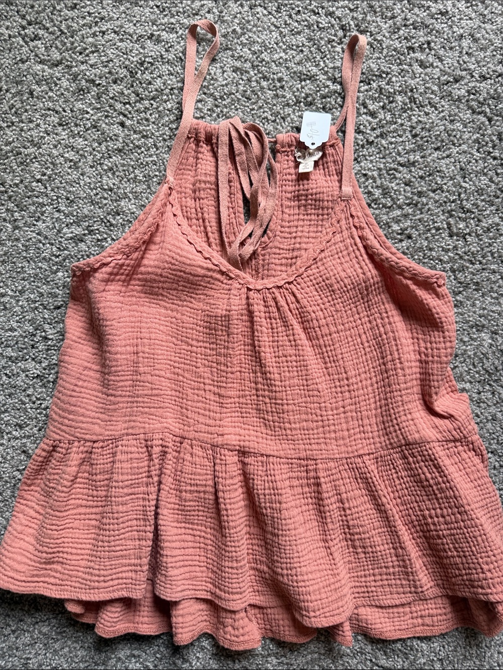 Hem & Thread Dusty Rose Gauze Ruffle Tank Top
